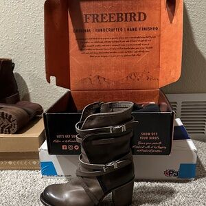 Freebird Dark Brown Leather Boots with Straps